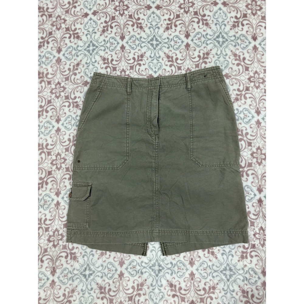 Jones New York Signature Olive Green Cotton Cargo Utility Skirt Size 4